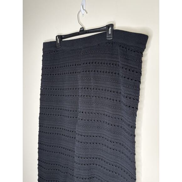 Boohoo Womens Size 24 Pants Black Knit Pull On Wide Leg Crochet Boho Hippie - Picture 2 of 10